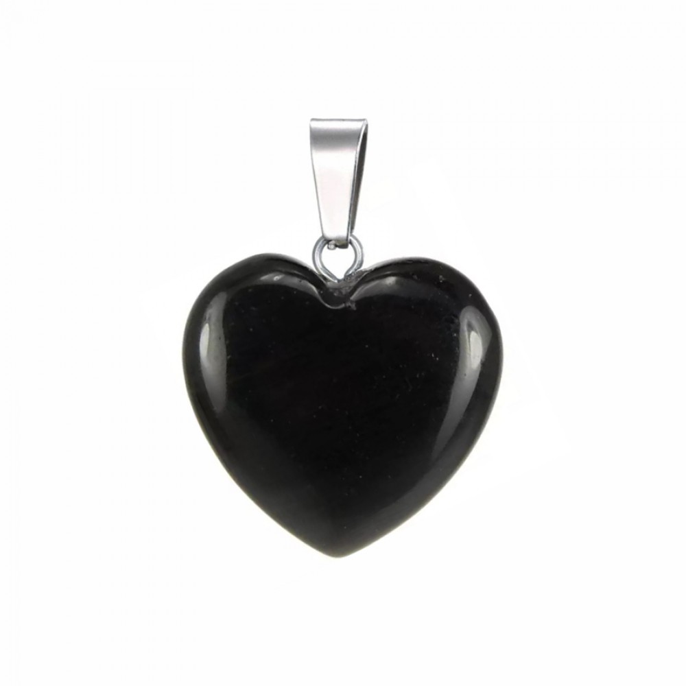 Tourmaline black natural semi precious stone hanging heart 15mm /20mm Heart Shape Stones