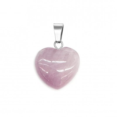 Κουνζίτης (Kunzite) φυσικός ημιπολύτιμος λίθος καρδιά κρεμαστή 15mm