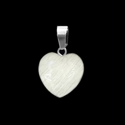 Φεγγαρόπετρα λευκή (Moonstone) φυσικός ημιπολύτιμος λίθος καρδιά κρεμαστή 15mm