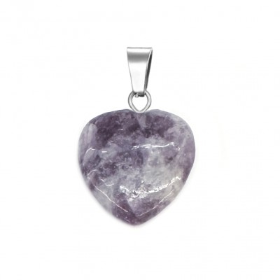 Τουρμαλίνη μωβ (Tourmaline) φυσικός ημιπολύτιμος λίθος καρδιά κρεμαστή 15mm / 20mm