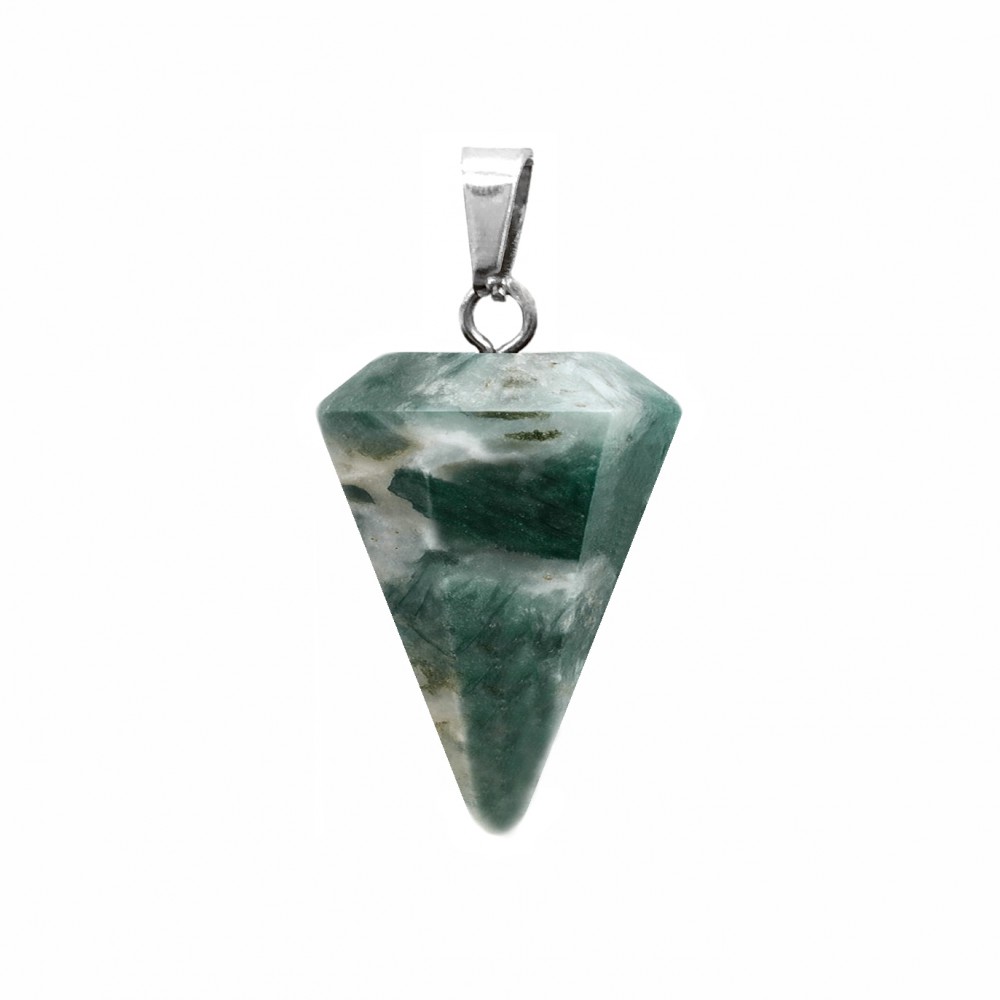 Αχάτης των Δέντρων, Δενδρίτης (Tree Agate) φυσικός ημιπολύτιμος λίθος κρεμαστός εξαγωνικός κώνος 23x15mm Κώνος Εξαγωνικός Κρεμαστοί Λίθοι