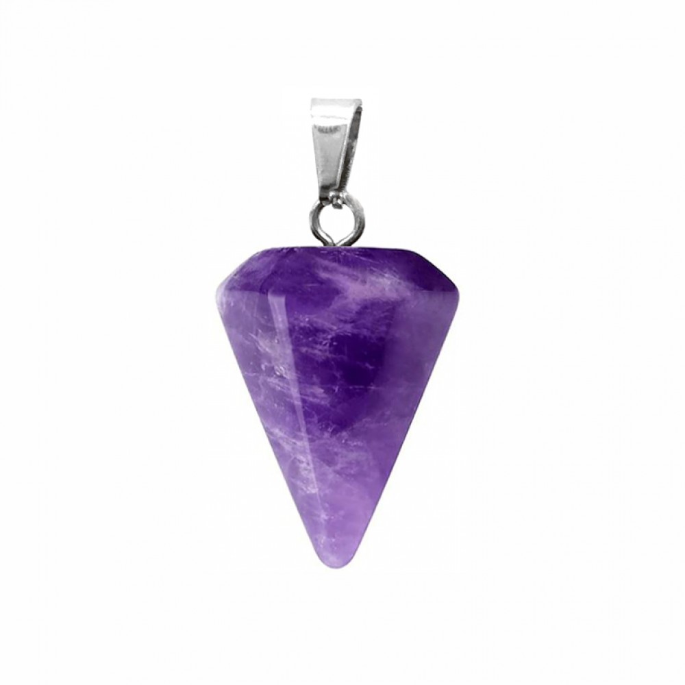Αμέθυστος (Amethyst) φυσικός ημιπολύτιμος λίθος κρεμαστός εξαγωνικός κώνος 23x15mm Κώνος Εξαγωνικός Κρεμαστοί Λίθοι