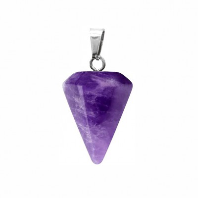 Αμέθυστος (Amethyst) φυσικός ημιπολύτιμος λίθος κρεμαστός εξαγωνικός κώνος 23x15mm