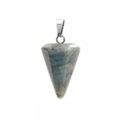 Λαμπραντορίτης (Labradorite) φυσικός ημιπολύτιμος λίθος κρεμαστός εξαγωνικός κώνος 23x15mm