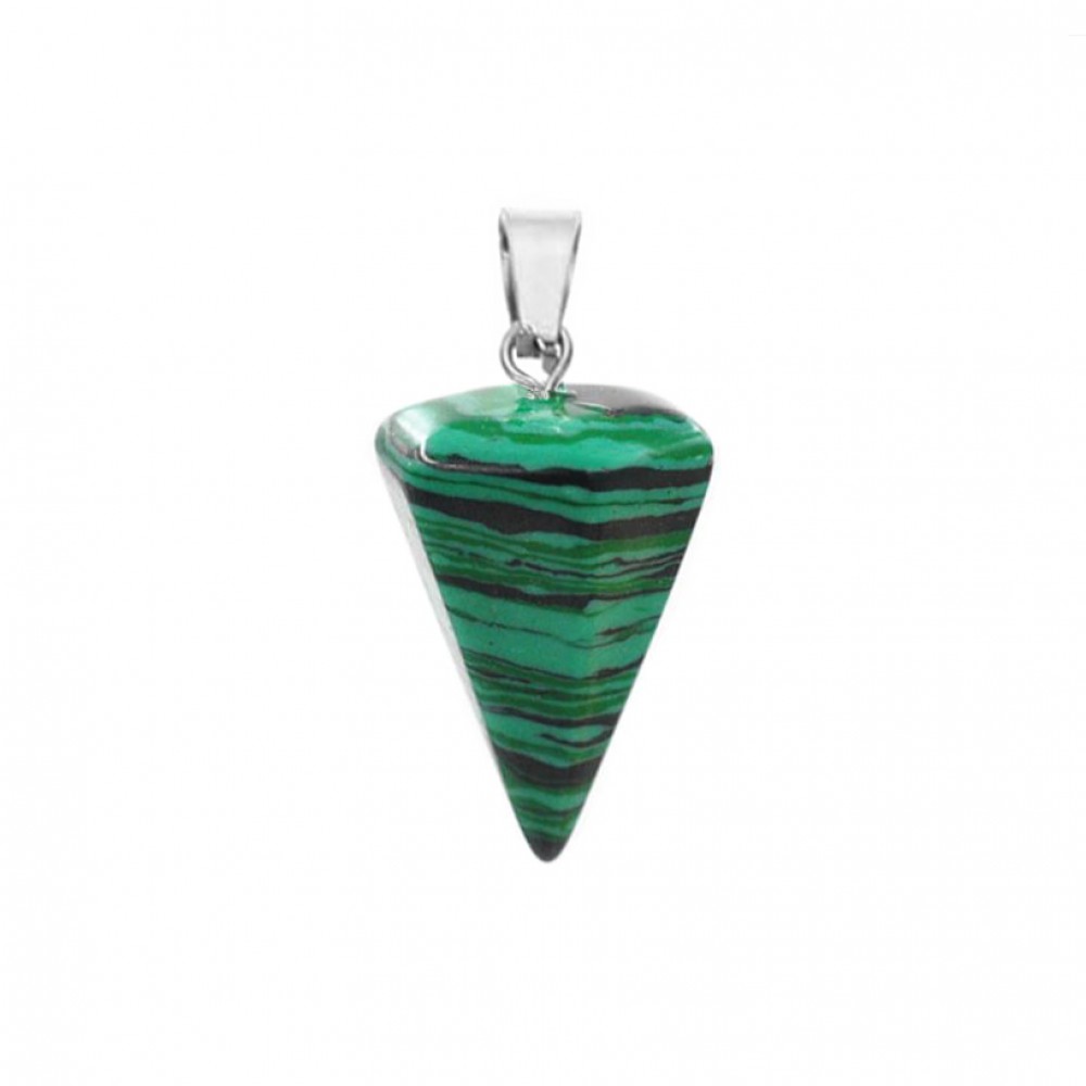 Μαλαχίτης πράσινος (Malachite) φυσικός ημιπολύτιμος λίθος κρεμαστός εξαγωνικός κώνος 23x15mm Κώνος Εξαγωνικός Κρεμαστοί Λίθοι