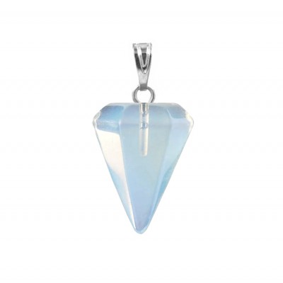 Φεγγαρόπετρα  (Moonstone) πέτρα κρεμαστή εξαγωνικός κώνος 23x15mm