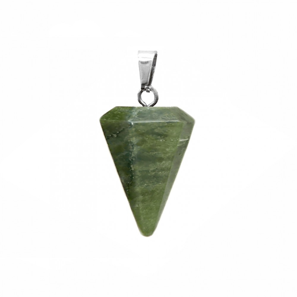 Νεφρίτης (Nephrite) φυσικός ημιπολύτιμος λίθος κρεμαστός εξαγωνικός κώνος 23x15mm Κώνος Εξαγωνικός Κρεμαστοί Λίθοι