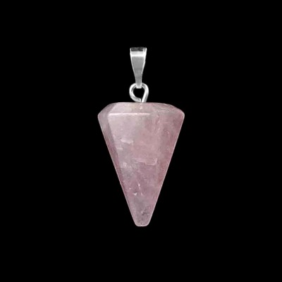 Χαλαζίας ροζ (Rose Quartz) φυσικός ημιπολύτιμος λίθος κρεμαστός εξαγωνικός κώνος 23x15mm