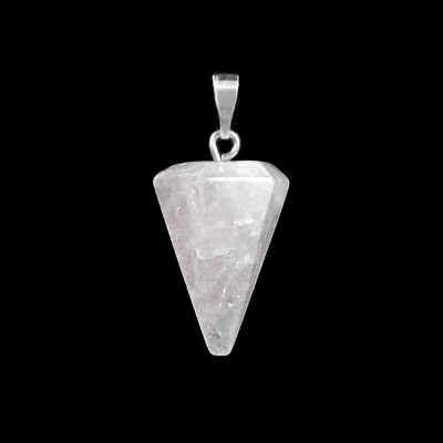 Χαλαζίας λευκός (White Quartz) φυσικός ημιπολύτιμος λίθος κρεμαστός εξαγωνικός κώνος 23x15mm