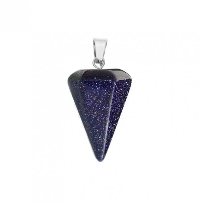 Χρυσόλιθος μπλε (blue Sandstone) φυσικός ημιπολύτιμος λίθος κρεμαστός εξαγωνικός κώνος 23x15mm