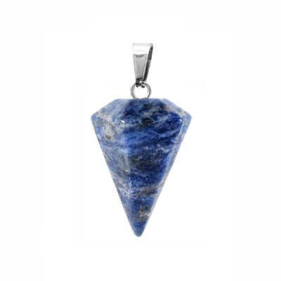 Σοδαλίτης (Sodalite) φυσικός ημιπολύτιμος λίθος κρεμαστός εξαγωνικός κώνος 23x15mm