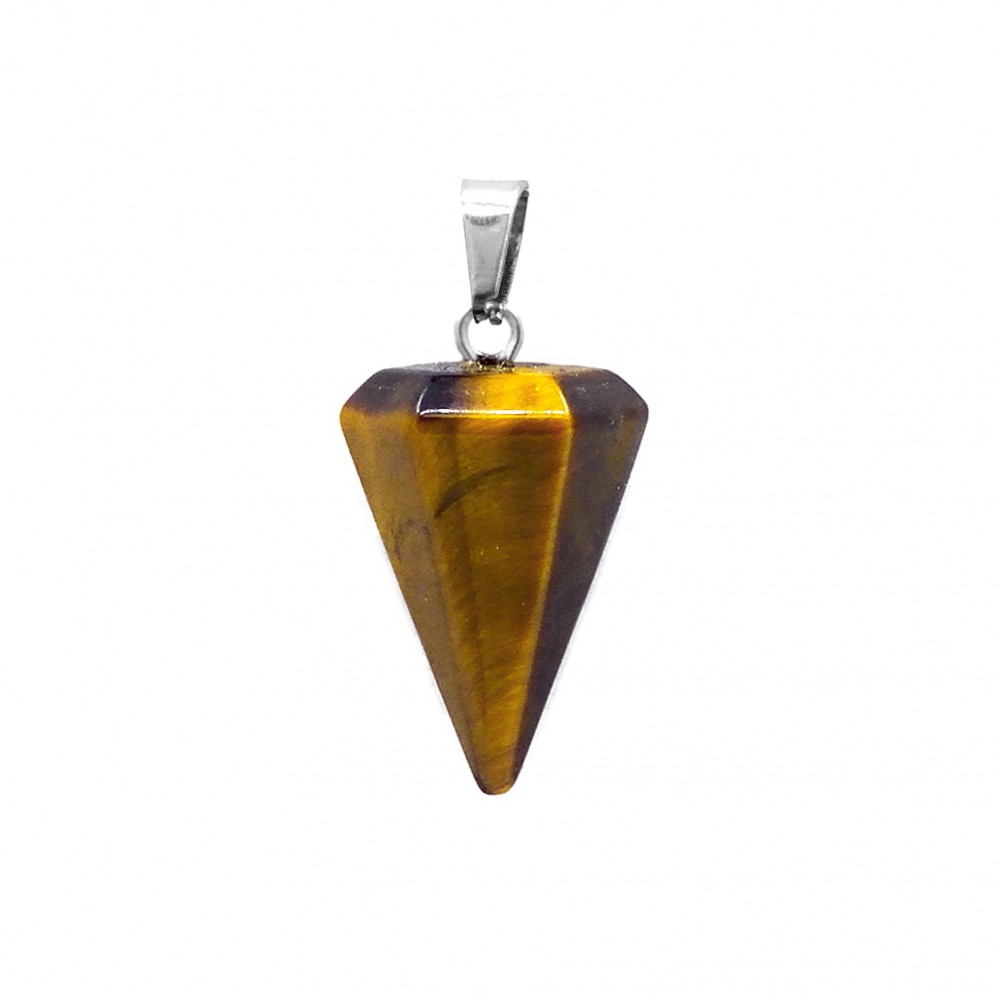 Μάτι της Τίγρης (Tiger Eye) φυσικός ημιπολύτιμος λίθος κρεμαστός εξαγωνικός κώνος 23x15mm Κώνος Εξαγωνικός Κρεμαστοί Λίθοι