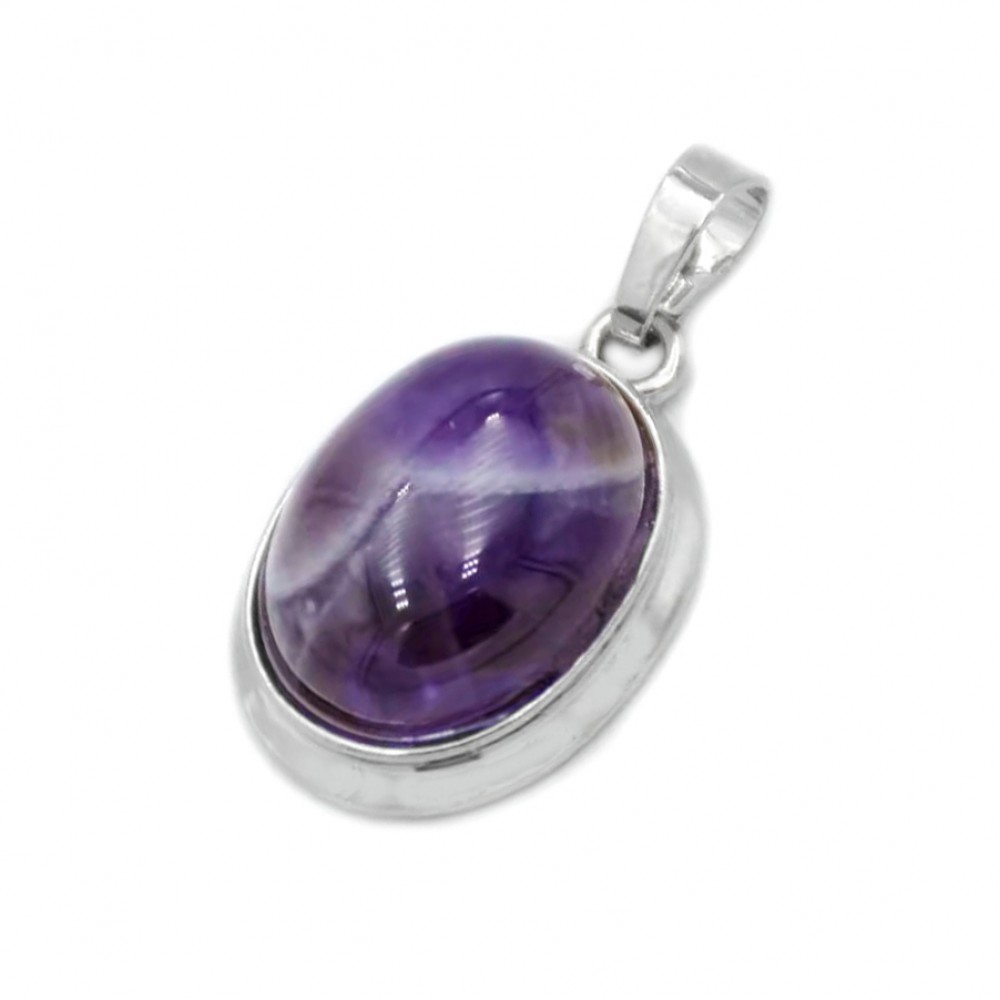 Αμέθυστος (Amethyst) φυσικός ημιπολύτιμος λίθος οβάλ με καστόνι κρεμαστό 22x17mm Οβάλ Κρεμαστοί Λίθοι