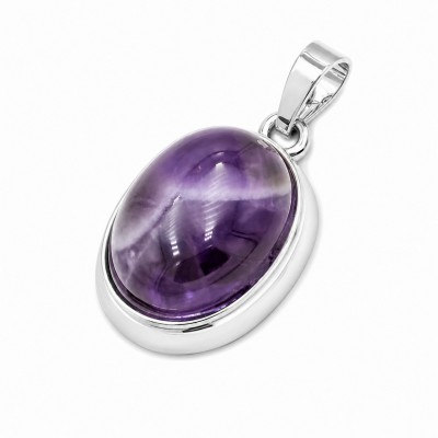 Αμέθυστος (Amethyst) φυσικός ημιπολύτιμος λίθος οβάλ με καστόνι κρεμαστό 22x17mm