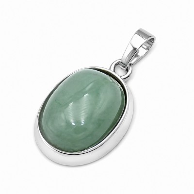 Αβεντουρίνη πράσινη (Aventurine) φυσικός ημιπολύτιμος λίθος οβάλ με καστόνι κρεμαστό 22x17mm