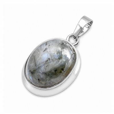 Λαμπραντορίτης (Labradorite) φυσικός ημιπολύτιμος λίθος οβάλ με καστόνι κρεμαστό 22x17mm