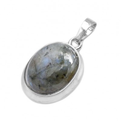 Λαμπραντορίτης (Labradorite) φυσικός ημιπολύτιμος λίθος οβάλ με καστόνι κρεμαστό 22x17mm
