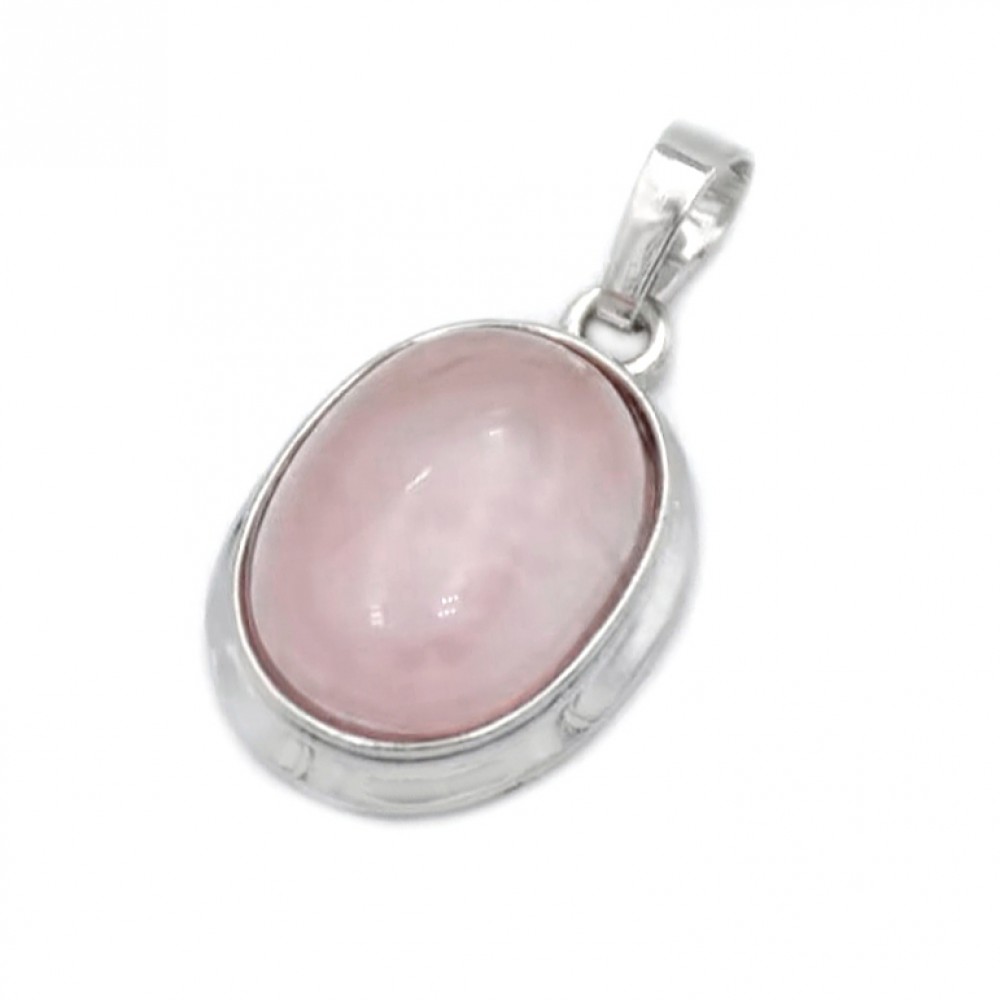 Χαλαζίας ροζ (Rose Quartz) φυσικός ημιπολύτιμος λίθος οβάλ με καστόνι κρεμαστό 22x17mm Οβάλ Κρεμαστοί Λίθοι