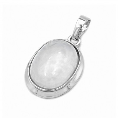 Χαλαζίας λευκός (White Quartz) φυσικός ημιπολύτιμος λίθος οβάλ με καστόνι κρεμαστό 22x17mm