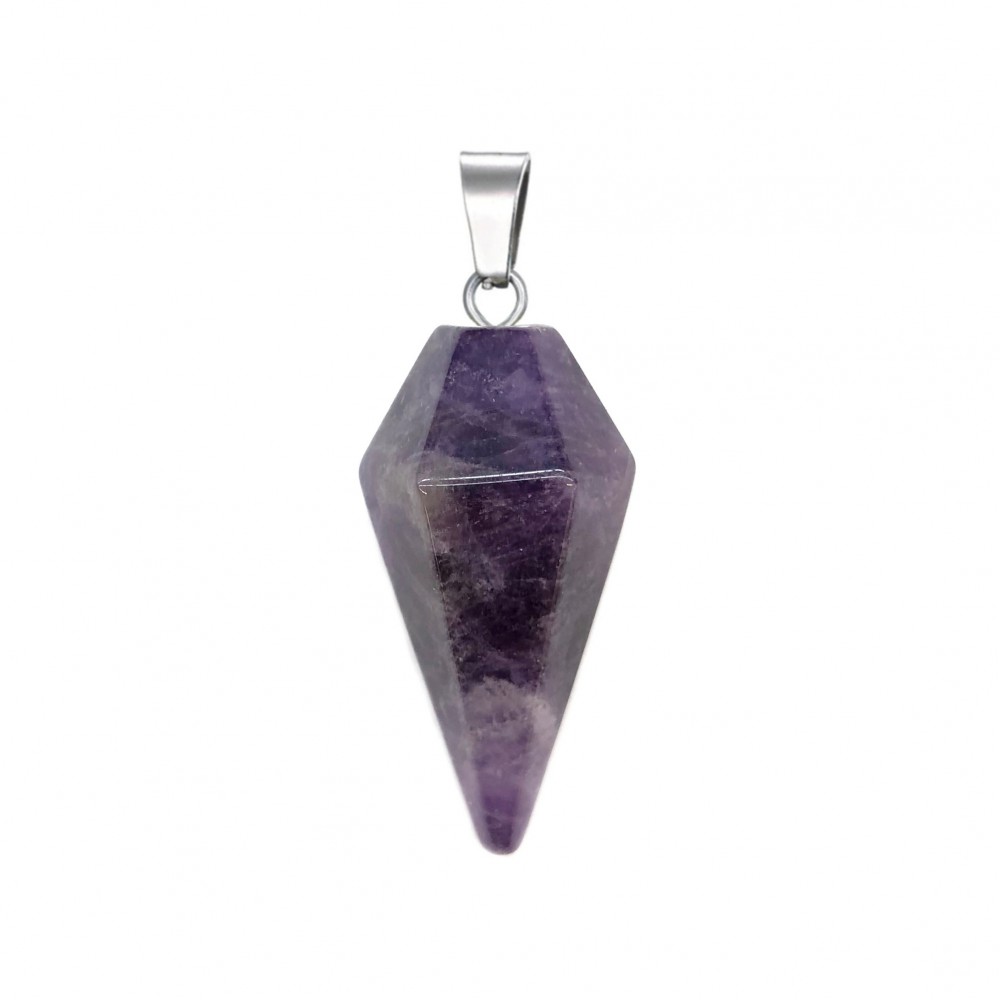 Amethyst natural semi precious hanging stone hexagonal pendulum 30x15mm Pendulum Hanging Stones