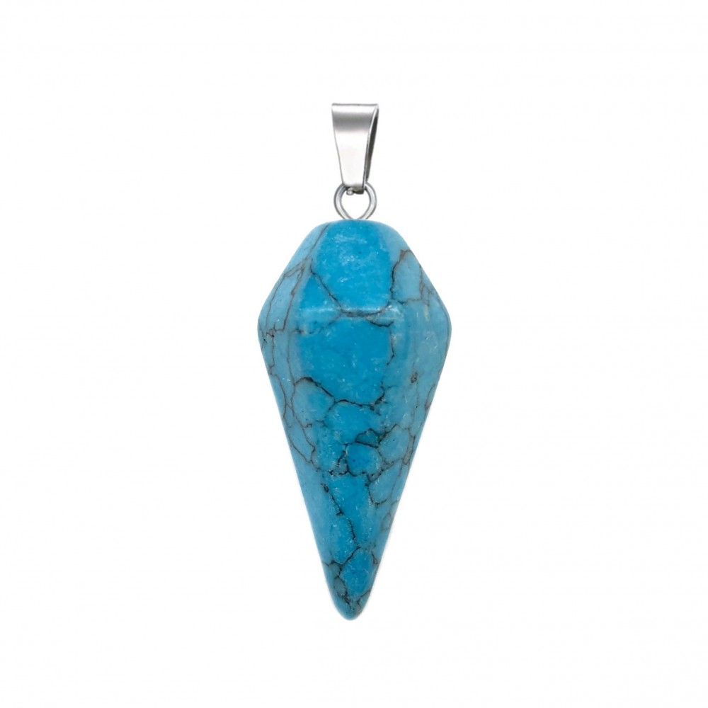 Χαολίτης μπλε (blue Howlite) φυσικός ημιπολύτιμος λίθος κρεμαστό εξαγωνικό εκκρεμές 30x15mm Εκκρεμές Κρεμαστοί Λίθοι