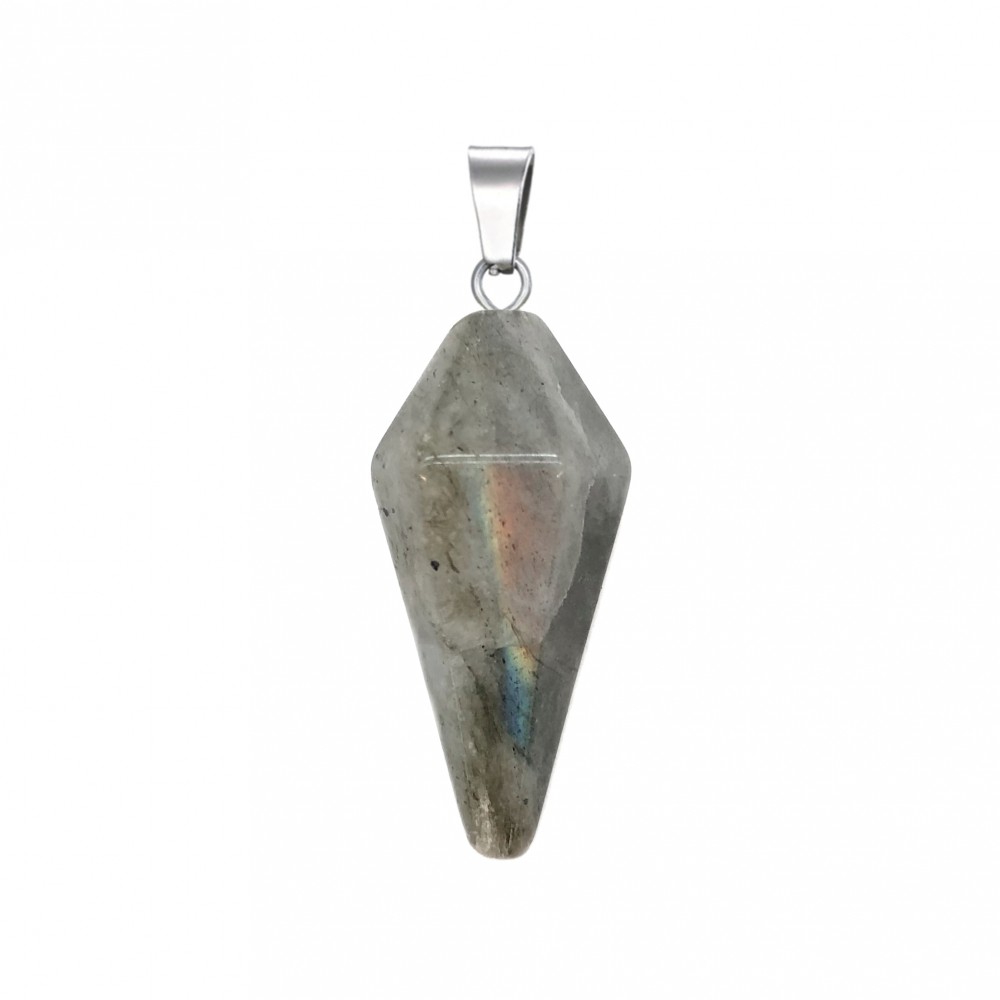Λαμπραντορίτης (Labradorite) φυσικός ημιπολύτιμος λίθος κρεμαστό εξαγωνικό εκκρεμές 30x15mm Εκκρεμές Κρεμαστοί Λίθοι