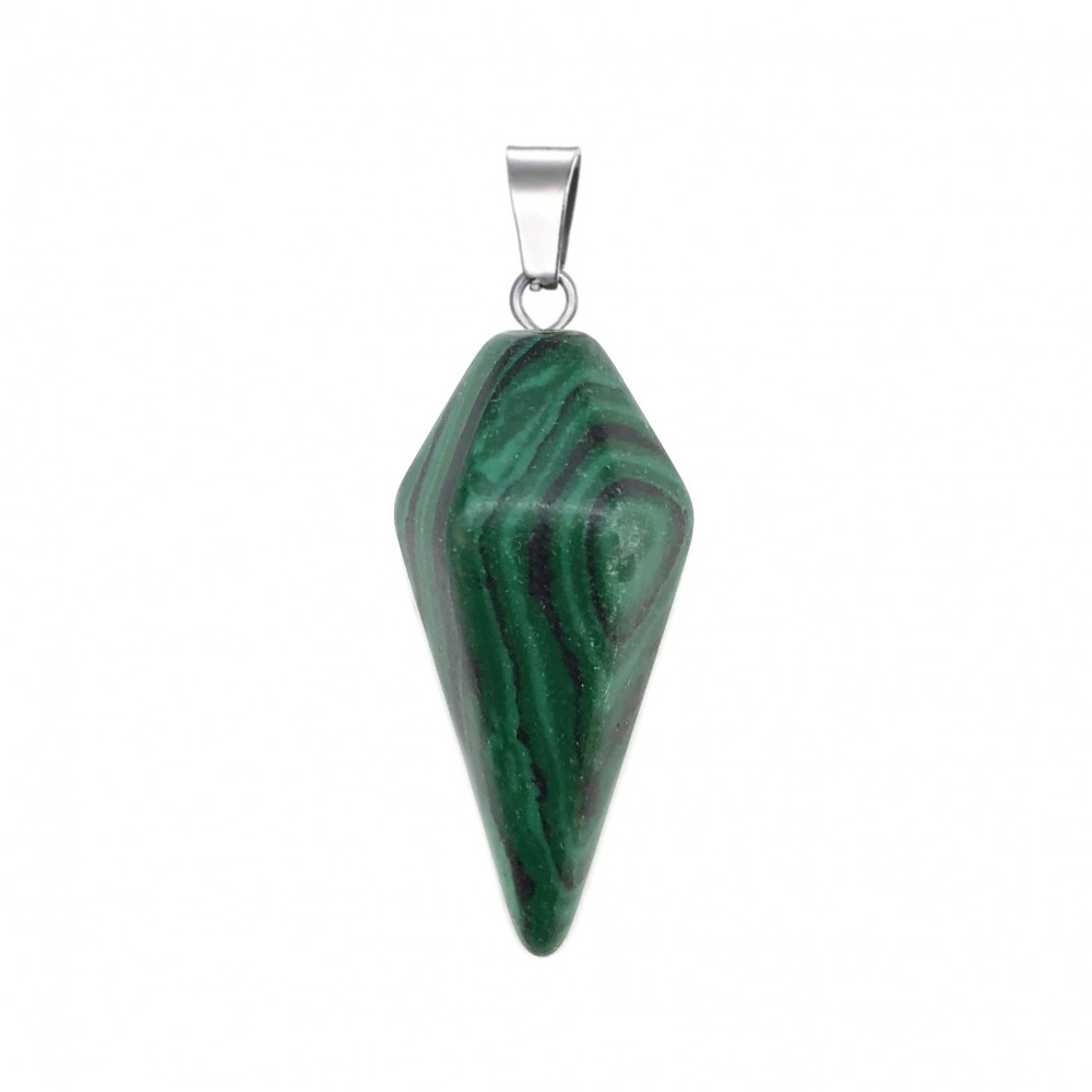 Μαλαχίτης πράσινος (Malachite) φυσικός ημιπολύτιμος λίθος κρεμαστό εξαγωνικό εκκρεμές 30x15mm Εκκρεμές Κρεμαστοί Λίθοι