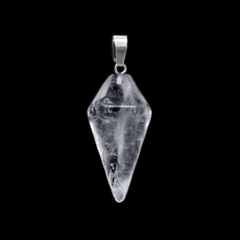 Χαλαζίας (Clear Quartz) φυσικός ημιπολύτιμος λίθος κρεμαστό εξαγωνικό εκκρεμές 30x15mm Εκκρεμές Κρεμαστοί Λίθοι