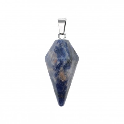 Σοδαλίτης (Sodalite) φυσικός ημιπολύτιμος λίθος κρεμαστό εξαγωνικό εκκρεμές 30x15mm