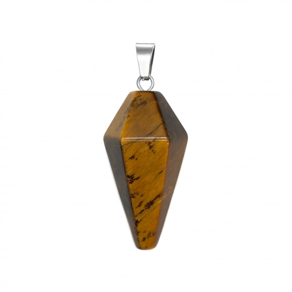 Tiger Eye natural semi precious hanging stone hexagonal pendulum 30x15mm Pendulum Hanging Stones