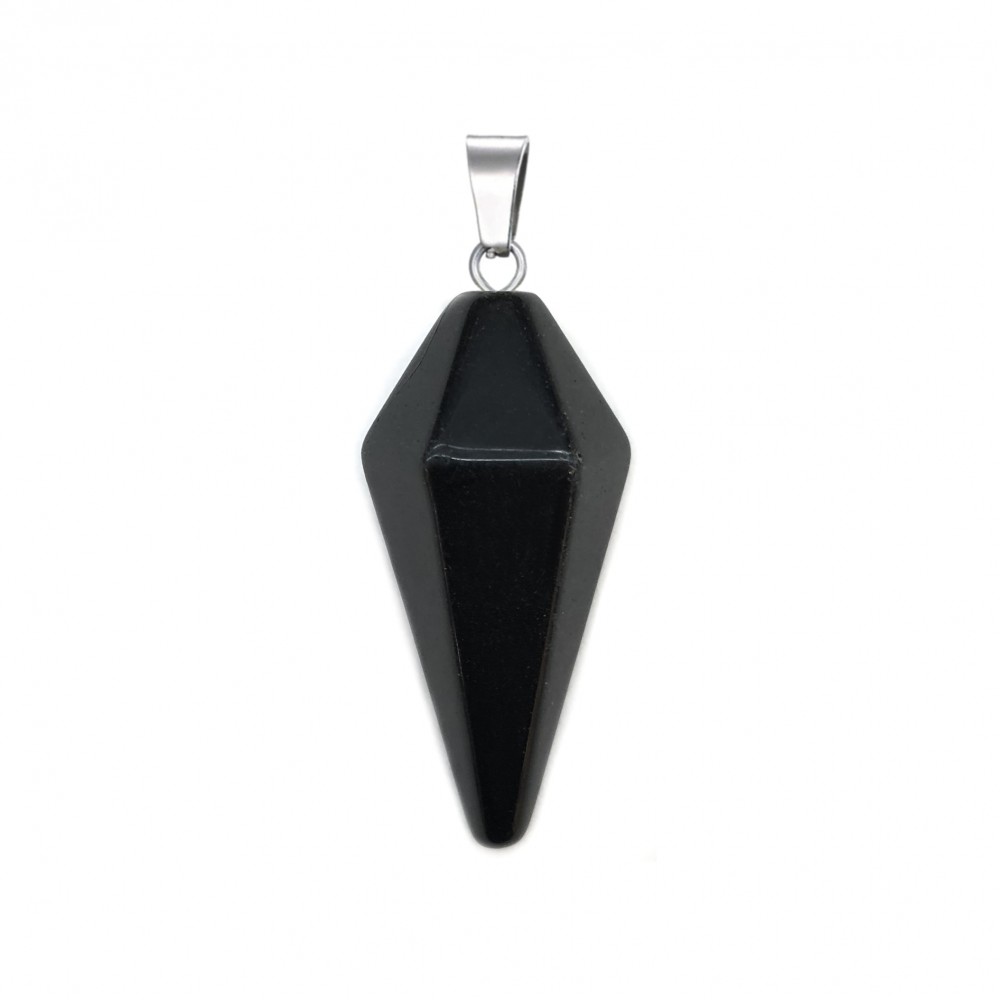 Tourmaline black natural semi precious hanging stone hexagonal pendulum 30x15mm Pendulum Hanging Stones