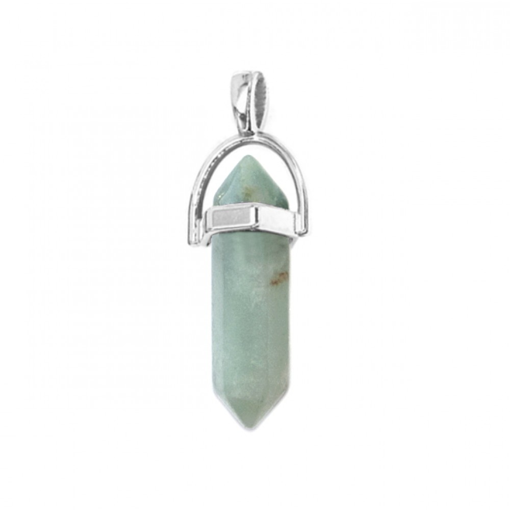 Αμαζονίτης (Amazonite) φυσικός ημιπολύτιμος λίθος κρεμαστό εξαγωνικό πρίσμα διπλή αιχμή 40mm Πρίσμα Εξαγωνικό Κρεμαστοί Λίθοι