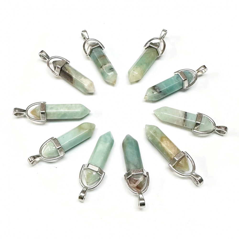 Αμαζονίτης (Amazonite) φυσικός ημιπολύτιμος λίθος κρεμαστό εξαγωνικό πρίσμα διπλή αιχμή 40mm Πρίσμα Εξαγωνικό Κρεμαστοί Λίθοι
