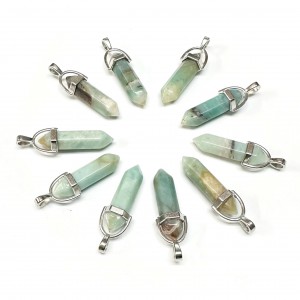Αμαζονίτης (Amazonite) φυσικός ημιπολύτιμος λίθος κρεμαστό εξαγωνικό πρίσμα διπλή αιχμή 40mm Πρίσμα Εξαγωνικό Κρεμαστοί Λίθοι