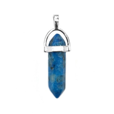 Απατίτης (Apatite) φυσικός ημιπολύτιμος λίθος κρεμαστό εξαγωνικό πρίσμα διπλή αιχμή 40mm