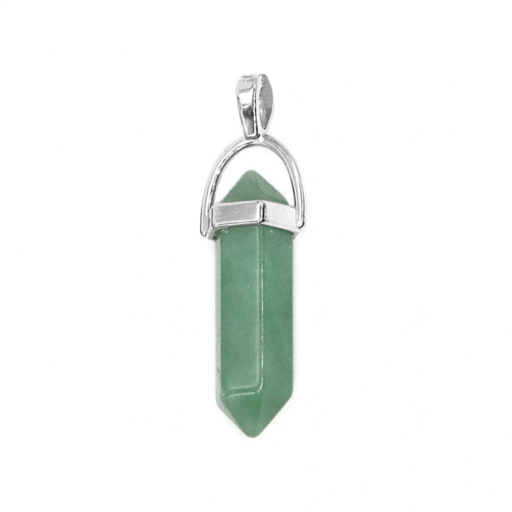 Αβεντουρίνη πράσινη (Aventurine) φυσικός ημιπολύτιμος λίθος κρεμαστό εξαγωνικό πρίσμα διπλή αιχμή 40mm Πρίσμα Εξαγωνικό Κρεμαστοί Λίθοι