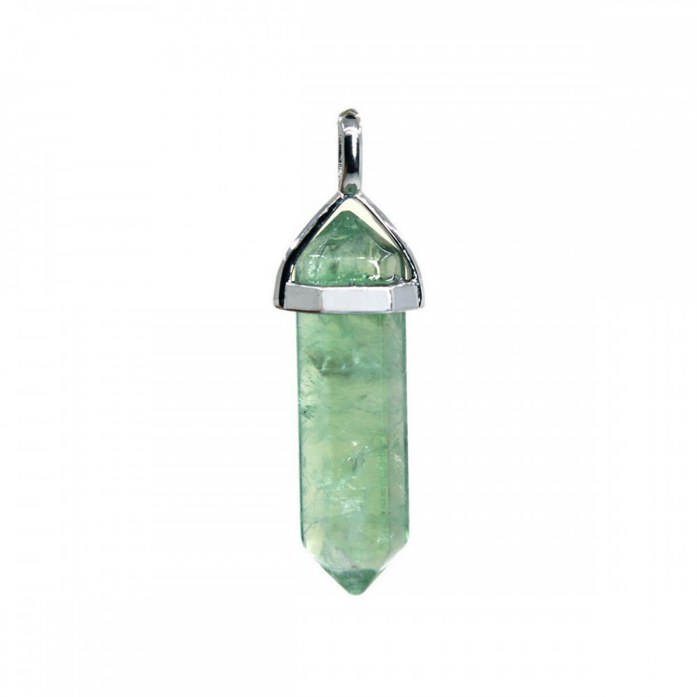 Φθορίτης πράσινος (Green Fluorite) φυσικός ημιπολύτιμος λίθος κρεμαστό εξαγωνικό πρίσμα διπλή αιχμή 40mm Πρίσμα Εξαγωνικό Κρεμαστοί Λίθοι