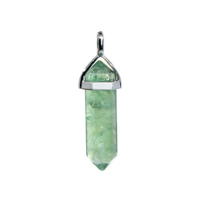 Φθορίτης πράσινος (Green Fluorite) φυσικός ημιπολύτιμος λίθος κρεμαστό εξαγωνικό πρίσμα διπλή αιχμή 40mm