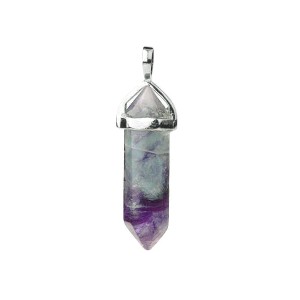 Φθορίτης (Fluorite Rainbow) φυσικός ημιπολύτιμος λίθος κρεμαστό εξαγωνικό πρίσμα διπλή αιχμή 40mm Πρίσμα Εξαγωνικό Κρεμαστοί Λίθοι