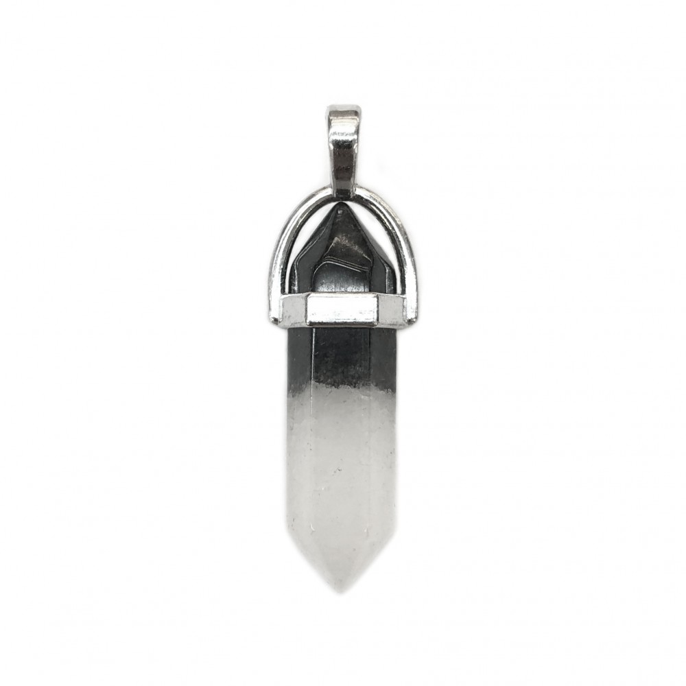 Ίασπις Ζέβρα μαύρο λευκό (Zebra Jasper) φυσικός ημιπολύτιμος λίθος κρεμαστό εξαγωνικό πρίσμα διπλή αιχμή 40mm Πρίσμα Εξαγωνικό Κρεμαστοί Λίθοι