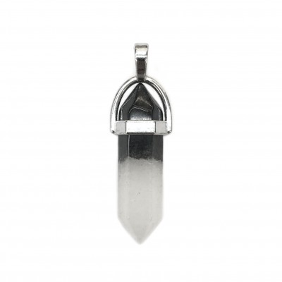 Ίασπις Ζέβρα μαύρο λευκό (Zebra Jasper) φυσικός ημιπολύτιμος λίθος κρεμαστό εξαγωνικό πρίσμα διπλή αιχμή 40mm