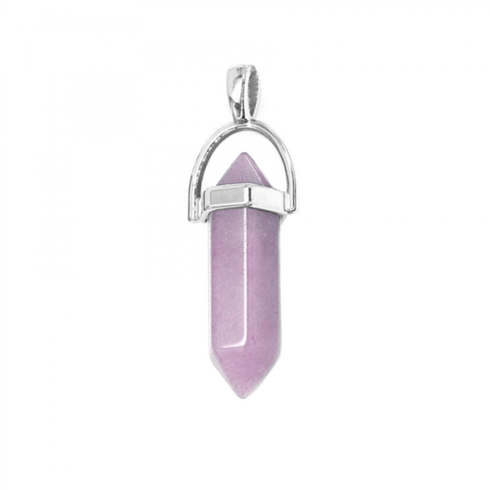 Κουνζίτης (Kunzite) φυσικός ημιπολύτιμος λίθος κρεμαστό εξαγωνικό πρίσμα διπλή αιχμή 40mm Πρίσμα Εξαγωνικό Κρεμαστοί Λίθοι