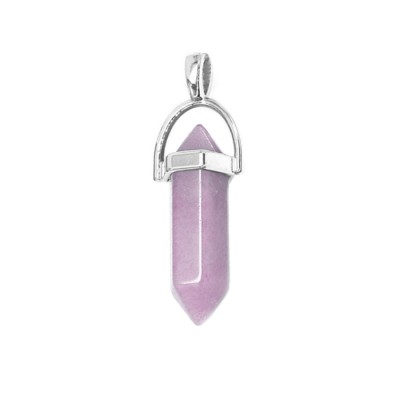 Κουνζίτης (Kunzite) φυσικός ημιπολύτιμος λίθος κρεμαστό εξαγωνικό πρίσμα διπλή αιχμή 40mm