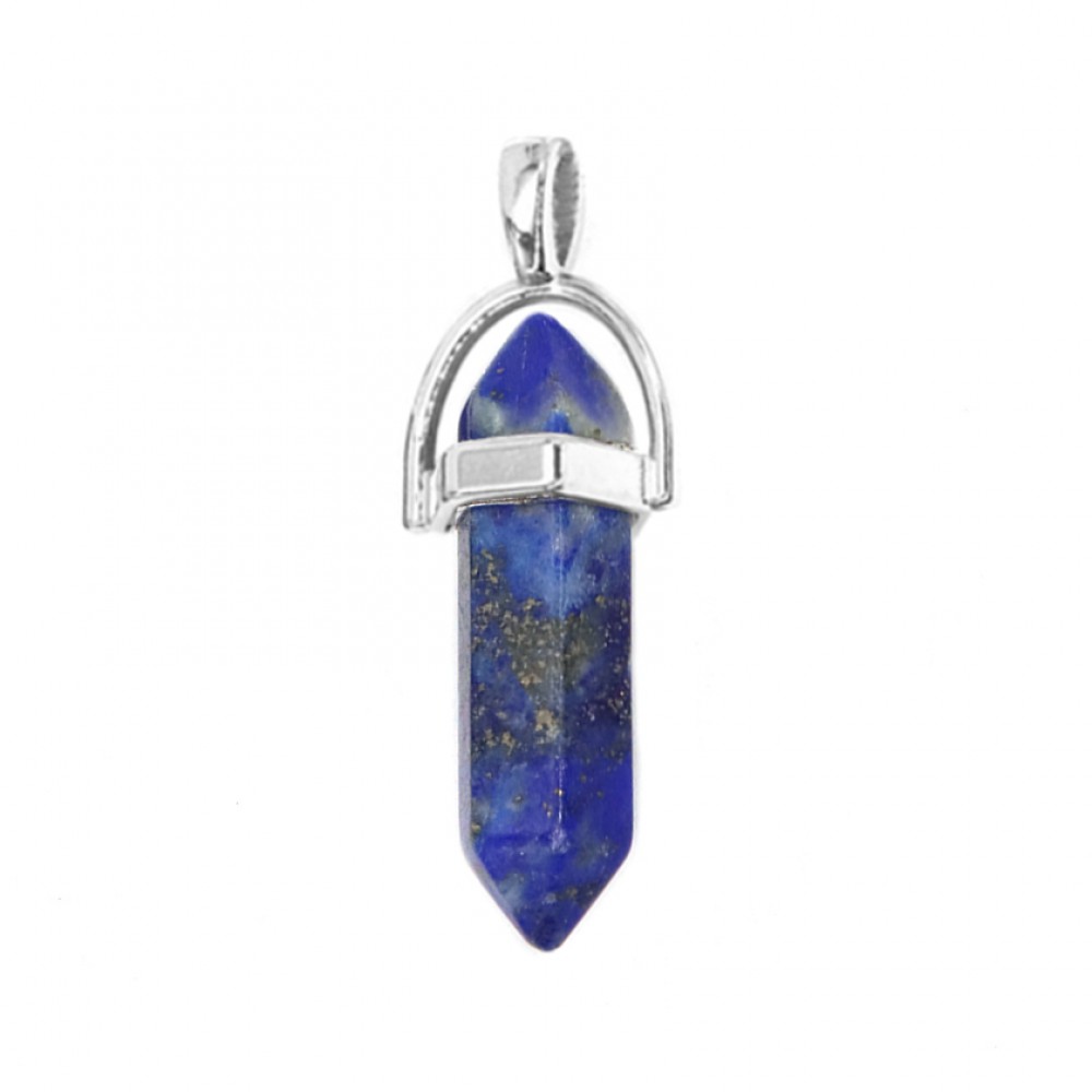 Λάπις Λάζουλι (Lapis Lazuli) φυσικός ημιπολύτιμος λίθος κρεμαστό εξαγωνικό πρίσμα διπλή αιχμή 40mm Πρίσμα Εξαγωνικό Κρεμαστοί Λίθοι