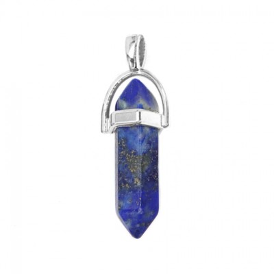 Λάπις Λάζουλι (Lapis Lazuli) φυσικός ημιπολύτιμος λίθος κρεμαστό εξαγωνικό πρίσμα διπλή αιχμή 40mm