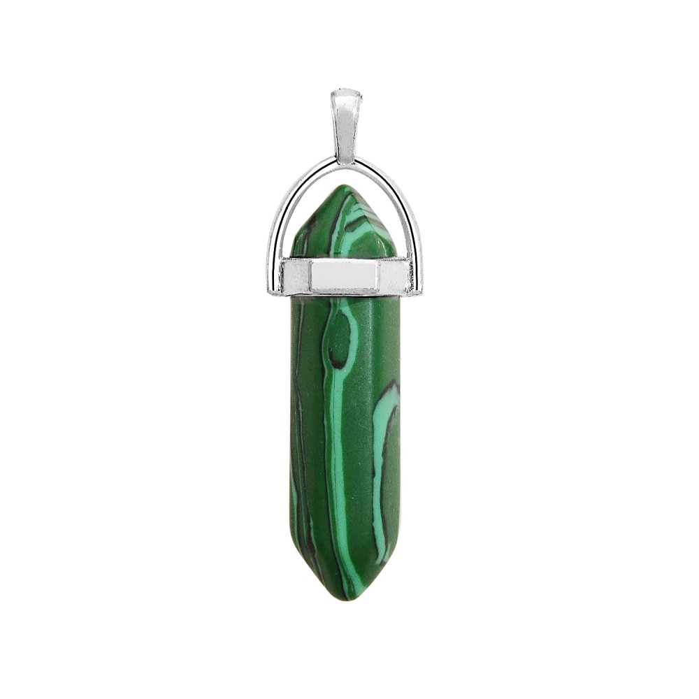 Μαλαχίτης πράσινος (Malachite) φυσικός ημιπολύτιμος λίθος κρεμαστό εξαγωνικό πρίσμα διπλή αιχμή 40mm Πρίσμα Εξαγωνικό Κρεμαστοί Λίθοι