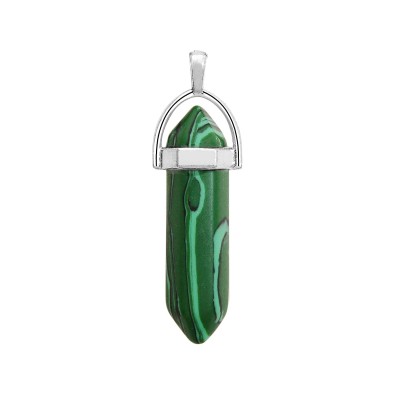 Μαλαχίτης πράσινος (Malachite) φυσικός ημιπολύτιμος λίθος κρεμαστό εξαγωνικό πρίσμα διπλή αιχμή 40mm