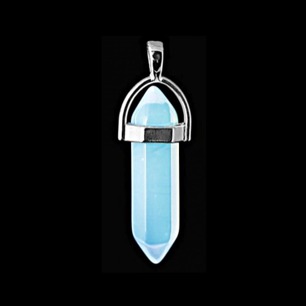 Φεγγαρόπετρα (Moonstone) πέτρα κρεμαστή εξαγωνικό πρίσμα διπλή αιχμή 40mm Πρίσμα Εξαγωνικό Κρεμαστοί Λίθοι
