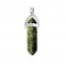 Nephrite natural semi precious hanging stone hexagonal prism double point 40mm