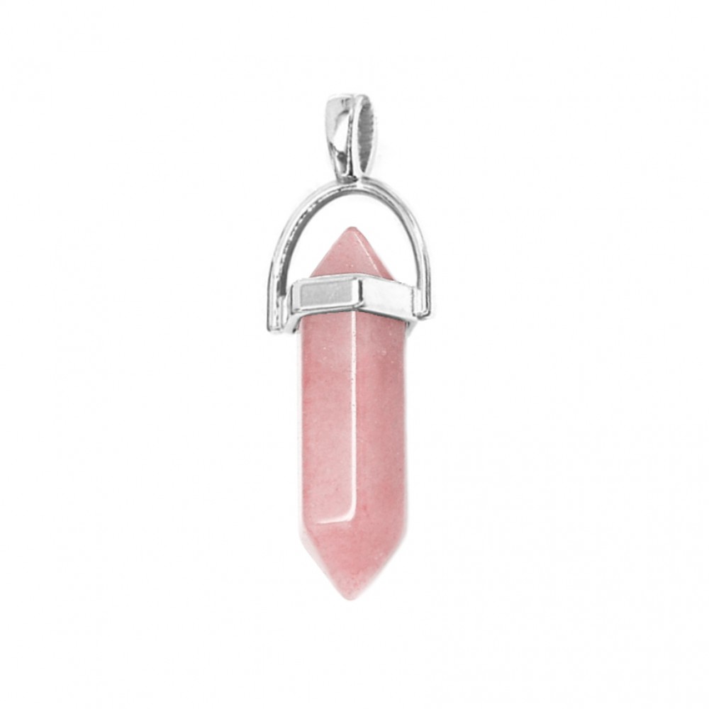 Οπάλιο Ροζ (Pink Opal) φυσικός ημιπολύτιμος λίθος κρεμαστό εξαγωνικό πρίσμα διπλή αιχμή 40mm Πρίσμα Εξαγωνικό Κρεμαστοί Λίθοι